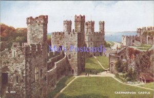 Wales Postcard - Caernarvon Castle, Art Colour, Artist Brian Gerald DC2223