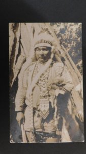 Mint USA RPPC Real Picture Postcard Native American Indian Chief Lamee Tee Pee