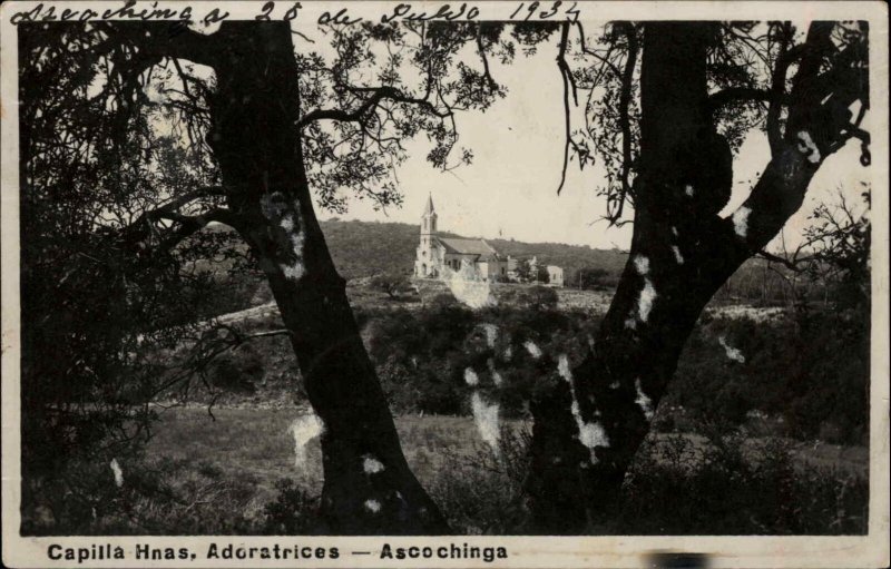 Ascochinga Argentina Capilla Hnas Adoratrices Real Photo Vintage Postcard