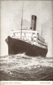 Cunard Line Steamship RMS Carinthia c1910 Unused Postcard