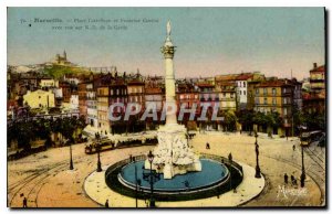Postcard Old Marseille Place Castellane and fountain Cantini overlooking Notr...