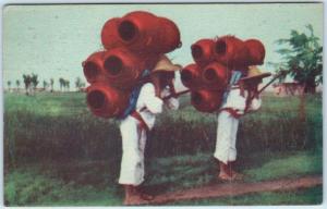 TEXCOCO, MEXICO   Tipicos Vendedores POTTERY VENDORS  1940  Postcard