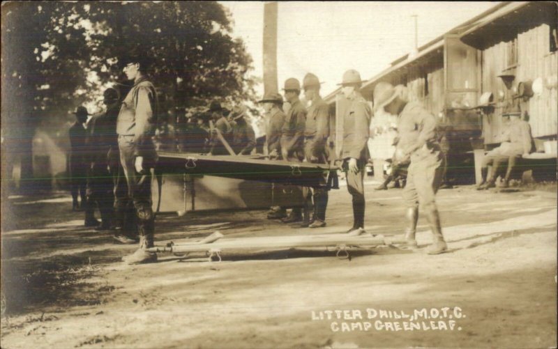 Fort Oglethorpe Camp Greenleaf Litter Drill MOTC WWI Real Photo Postcard