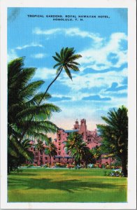 Hawaii Tropical Gardens Royal Hawaiian Hotel Honolulu Linen Postcard C178