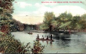 Iowa Waterloo Boating On The Cedar River 1908