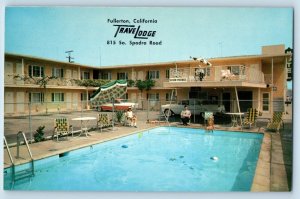 Fullerton California Postcard Trave Lodge Swimming Pool Exterior c1960 Vintage