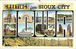 Postcard BIG LETTERS SCENE Sioux City Iowa IA AI1880