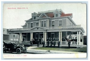 c1910 Antique Car, Elk's Club Sioux City Iowa IA Unposted Antique Postcard