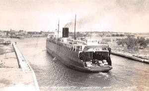 Ludington Michigan Pere Marquette Car Ferry Real Photo Vintage Postcard AA71738