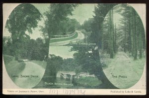 h2496 - JACKSON'S POINT Ontario Postcard 1907 Multiview Black River Bridge
