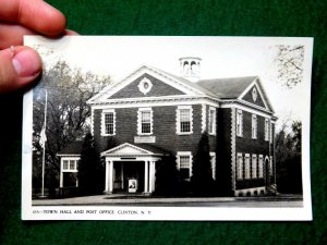 Vintage RPPC Town Hall & Post Office, Clinton, New York Real Photo Postcard P24