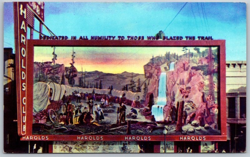 Vtg Reno Nevada NV Harold's Club Casino Sign Camp 1950s View Postcard