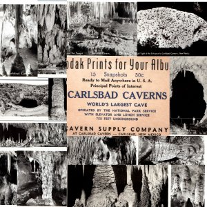 Vtg Carlsbad Caverns, NM x15 Kodak Real Photos View Pack Postcard Box Sawyer C57
