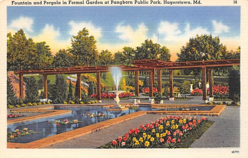 Fountain, Pergola in Formal Garden Pangborn Public Park - Hagerstown, Marylan...