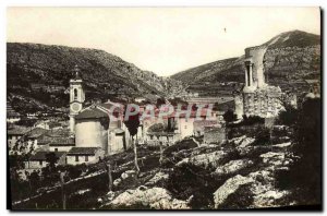 Old Postcard La Turbie L & # 39Eglise and Tour d & # 39Auguste