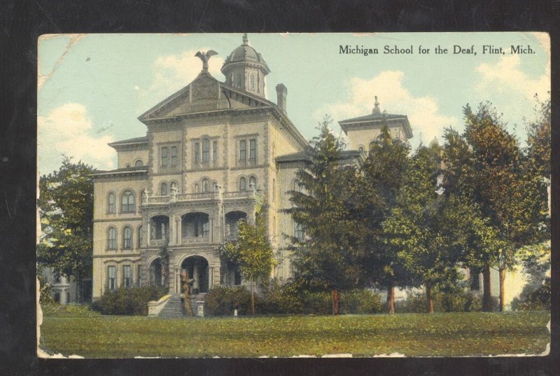 FLINT MICHIGAN MICHIGAN SCHOOL FOR THE DEAF 1910 VIONTAGE POSTCARD