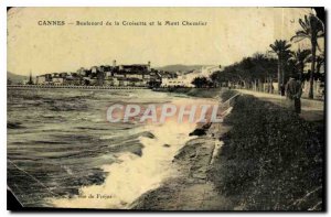 Postcard Old Cannes Croisette boulevard and Mount Knight