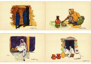 ALGERIA ALGERIE TYPES ARTIST SIGNED SANDOZ Incl. BOOKLET 24 CPA (L2435)