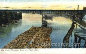 Log Float Mississippi River Ferry Boats, Ferries, Steamboat, Ship St. Paul Mi...