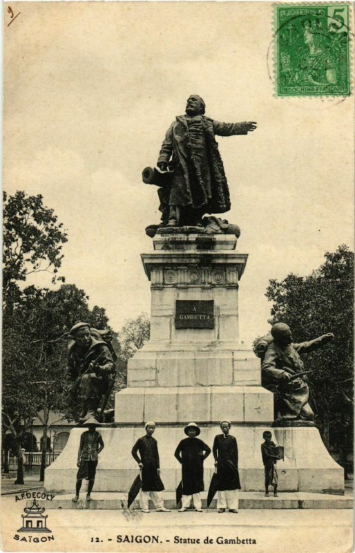 CPA AK INDOCHINA Saigon Statue de Gambetta VIETNAM (956512)