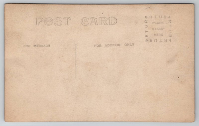 RPPC Dapper Young Boy With Hat Studio Portrait Real Photo Postcard I38