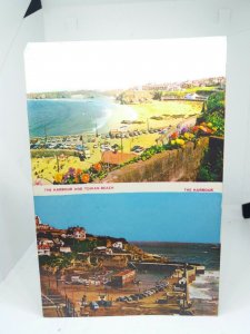 Vintage Newquay Cornwall Foldout Walkabout Guide Map Postcard 1970s