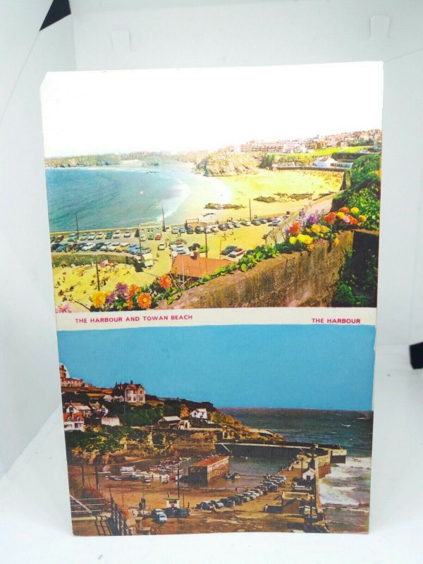 Vintage Newquay Cornwall Foldout Walkabout Guide Map Postcard 1970s