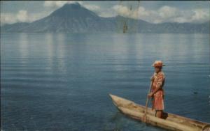 Guatemala Woman Rowing Boat Used Postcard c1950s