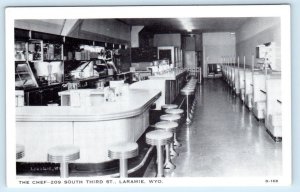 LARAMIE, Wyoming WY ~ Roadside THE CHEF Restaurant Interior c1950s Postcard