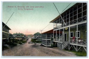 1908 Avenue A Gorgona with Zone Post Office Canal Zone Overprint Postcard