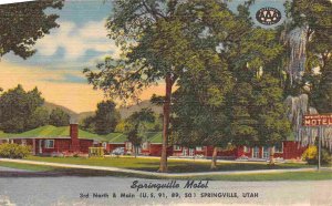 Springville Motel US 91 89 50 Springville Utah linen postcard