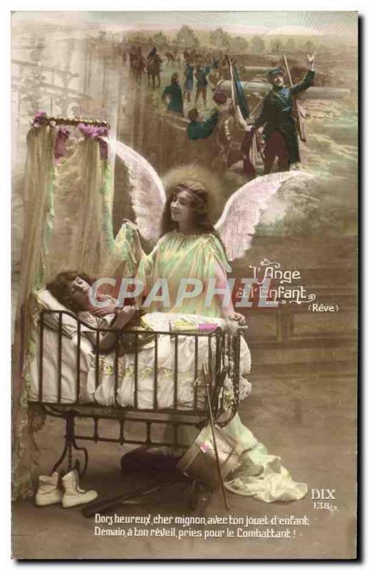 Old Postcard Fantaisie Angel Army Soldier