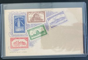 Rare Ten Pan American Exposition Stamp On Stamp Postcards Complete Set Mint