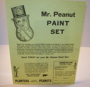 Mr Peanut Vintage Paint Set Planters Paper Sales Flyer 1955 Original Advertising