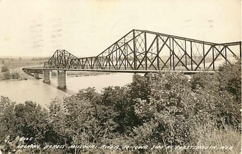 RPPC of the Highway Bridge at Plattsmouth Nebraska NE looking to Iowa 1939