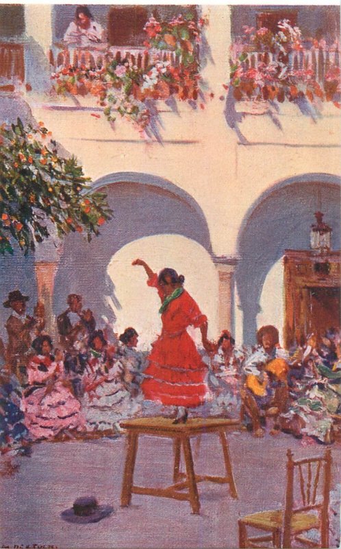 Spain folk & cultures set of 7 artist postcards Andalusian costumes M. Bertuchi