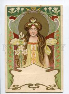 257650 ART NOUVEAU Belle Lily FAIRY Vintage LITHO 1901 year PC