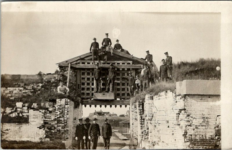 RPPC Fort Constitution Portsmouth NH Soldiers Gateway Construction Postcard V15