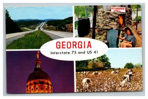 Vintage 1960's Postcard Greetings From Georgia Hwy 75 & 41 - Moonshine Cotton