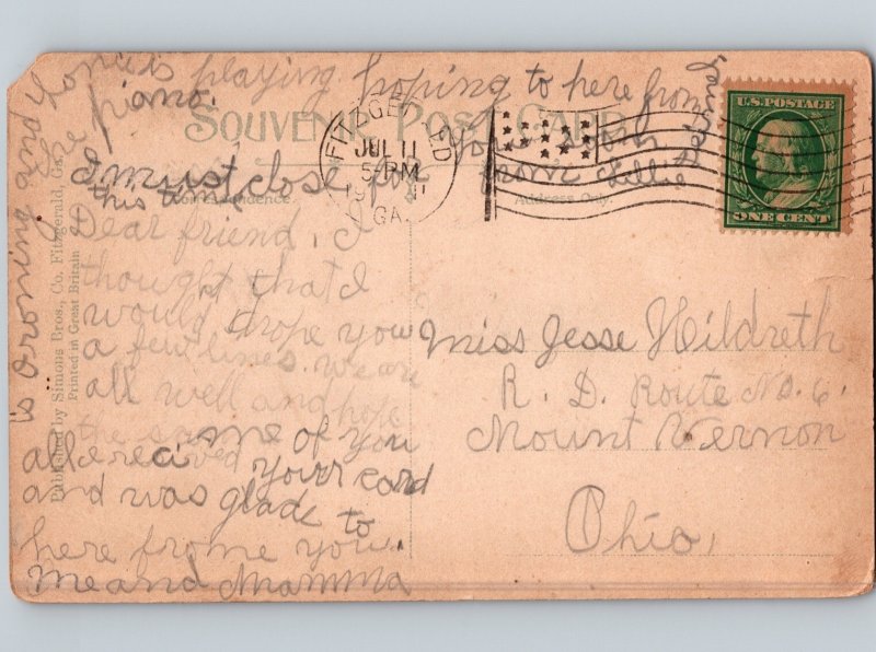 c1911 Odd Fellows Building Fitzgerald Georgia GA Ben Hill County Postcard