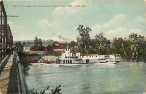 Postcard; Head of Navigation Sacramento River, Red Bluff CA Paddlewheel Steamer