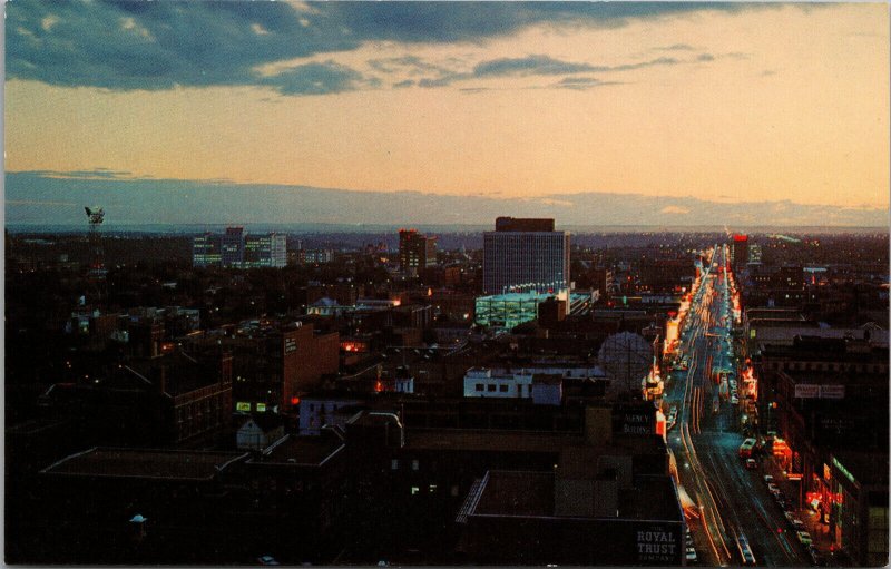 Sunset over Edmonton Alberta Showing Jasper Ave. Postcard PC412