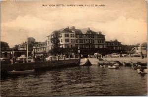 Vtg 1950s Bay View Hotel from the Water Jamestown Rhode Island RI Postcard