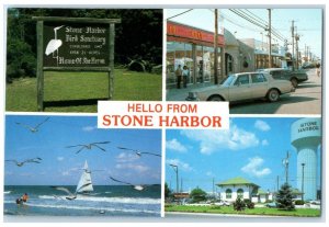 c1960 Hello From Stone Harbor New Jersey Multiview Sailboat NJ Vintage Postcard