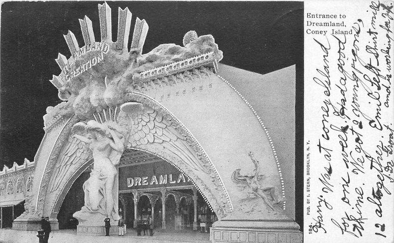 Amusement Entrance Dreamland Coney Island New York 1905 Postcard 3251