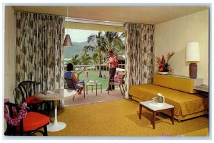 c1960 Kauai Surf Resort Kalapaki Beach Deluxe Guest Room Kauai Hawaii Postcard