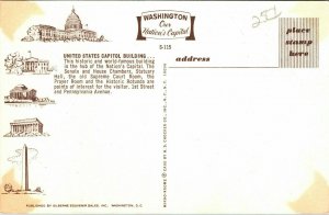 United States Capitol Building Washington DC Postcard Mirro VTG UNP Vintage 