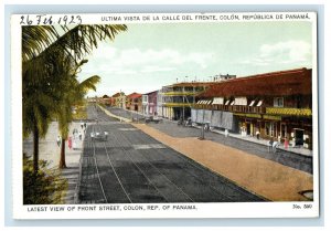 1923 Latest View of Front Street, Colon Republic of Panama Unposted Postcard