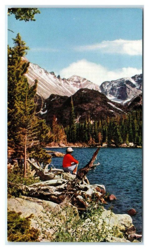 ROCKY MT NATIONAL PARK, CO ~ BEAR LAKE Scene c1950s United Airlines Postcard