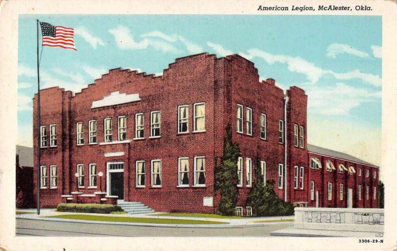 McAlester Oklahoma American Legion Antique Postcard J58021